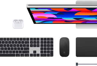 Accessoires Mac : AirPods, Studio Display, Magic Keyboard, Magic Mouse, Magic Trackpad, câble de charge MagSafe