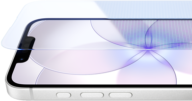 iPhone 17e, face avant avec Ceramic Shield 2, face latérale, coloris blanc, boutons : Action, réglage du volume